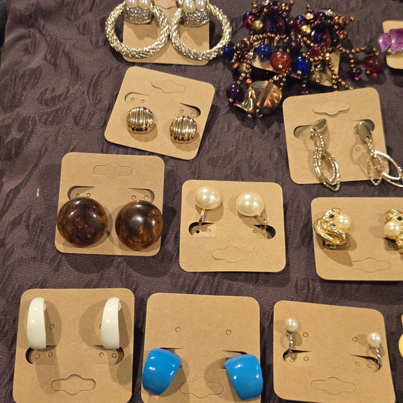 Colorful Clip On Earring Lot. 20 Pairs. - Picture 4 of 8